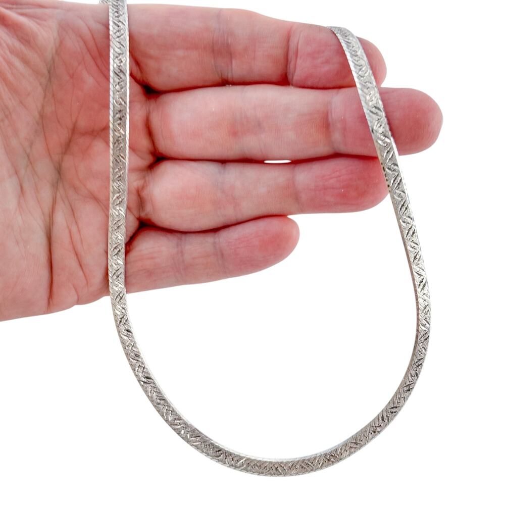 Vintage Milor Italy Sterling Silver 925 Herringbone Chain Necklace 28"